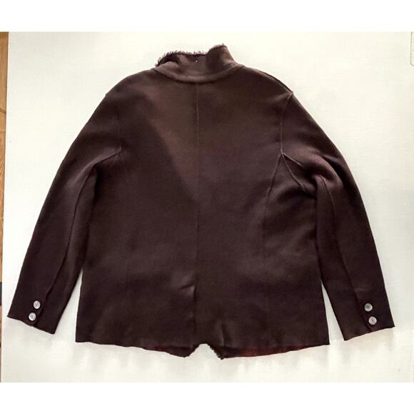 Eileen Fisher Sz 2X Sweater Blazer Maroon Felted Wool Lagenlook Layering - Picture 4 of 15